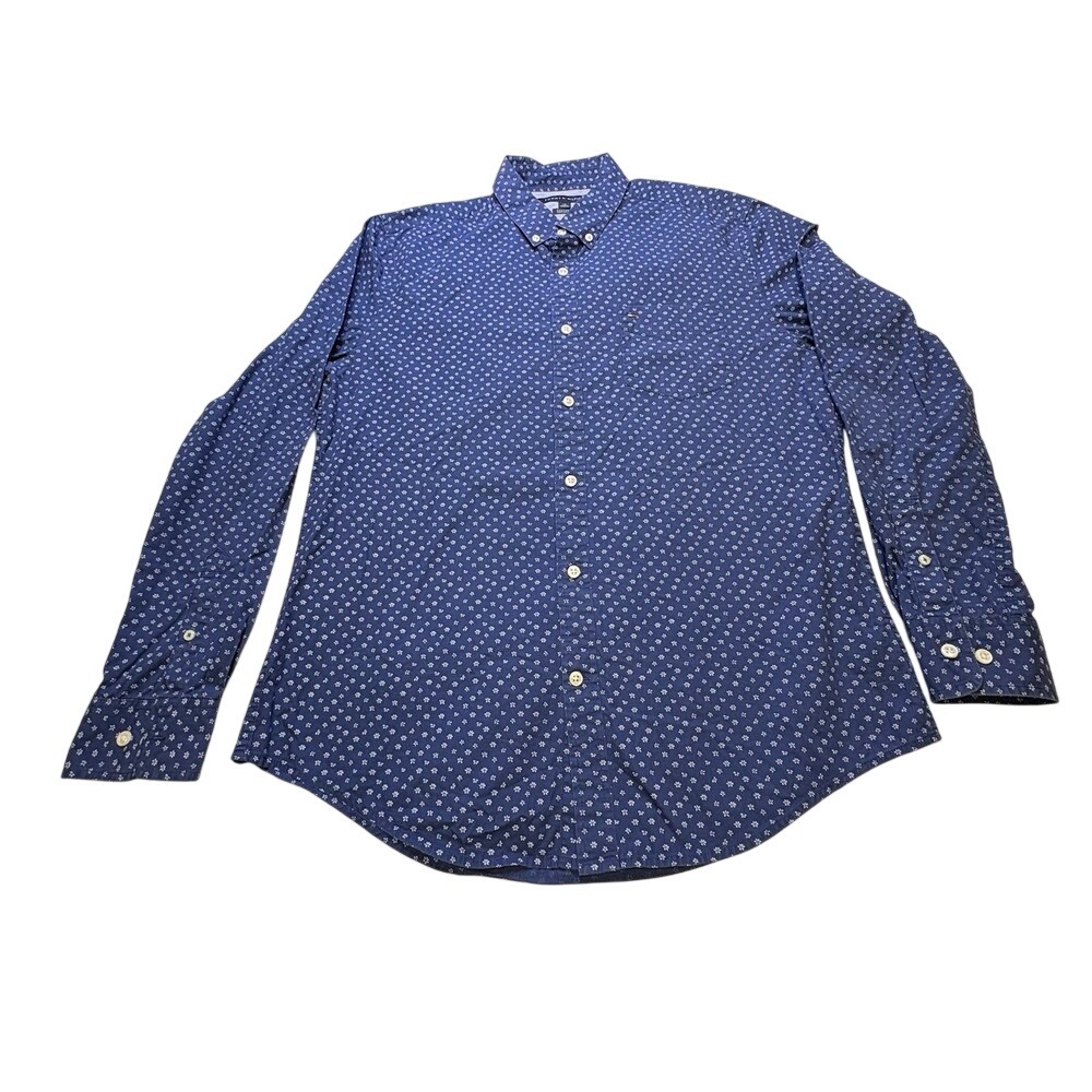 Tommy Hilfiger Men's Navy Star Custom Fit 2 Button Small White Star Large 2016